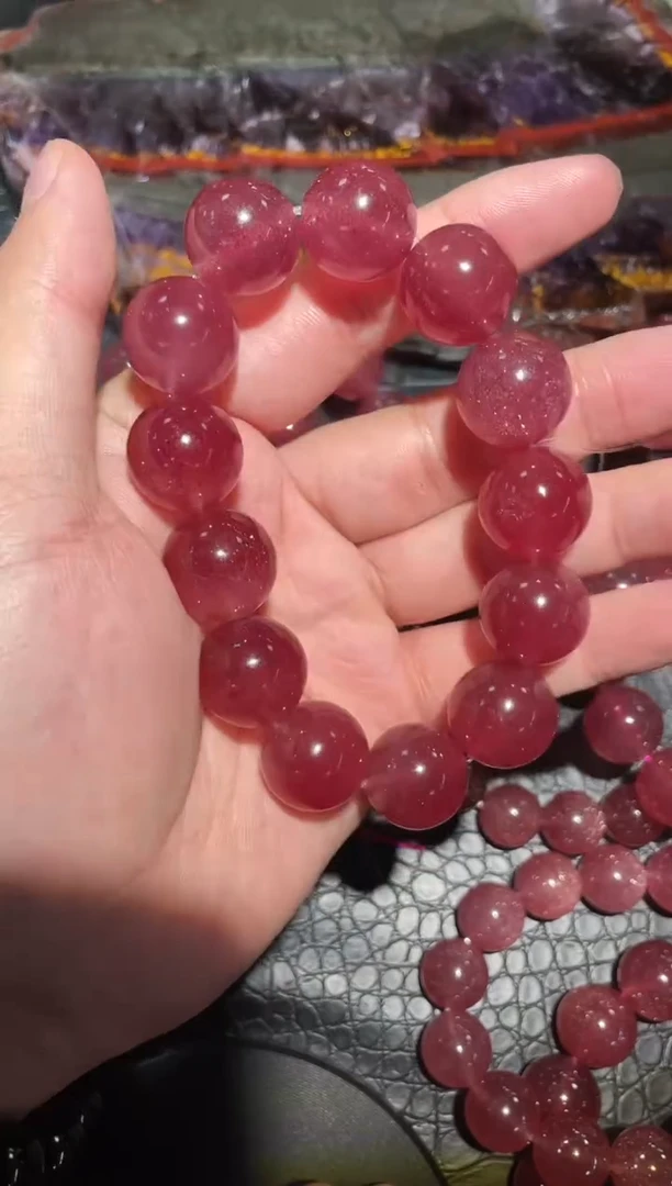 石英质玉手链未镶嵌单圈草莓晶A17（多样性发其一）