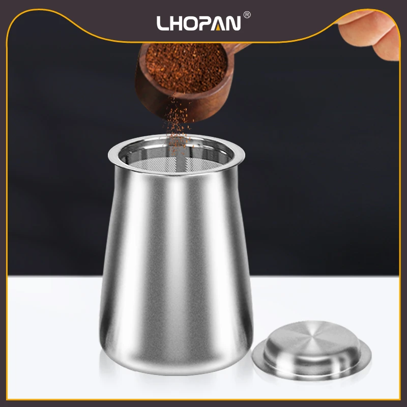 L'HOPAN/欧烹咖啡筛粉器304不锈钢手磨咖啡家用咖啡接粉器细粉过