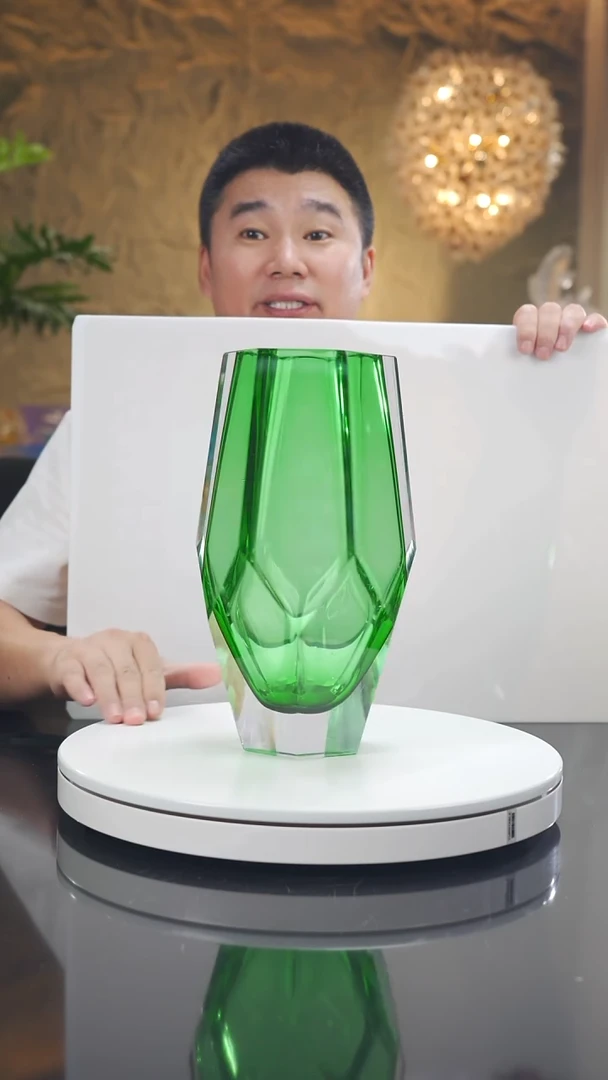 琉璃手工艺品福利绿色切面花瓶