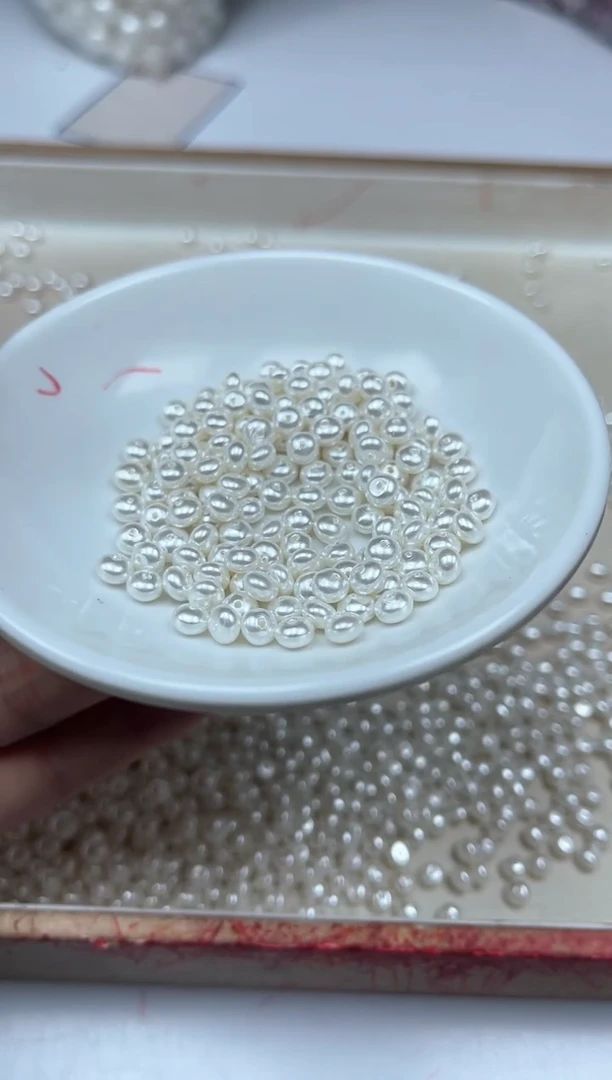 未镶嵌拼合珍珠（马贝珠）散珠B770 白贝珠3*5mm20个8元