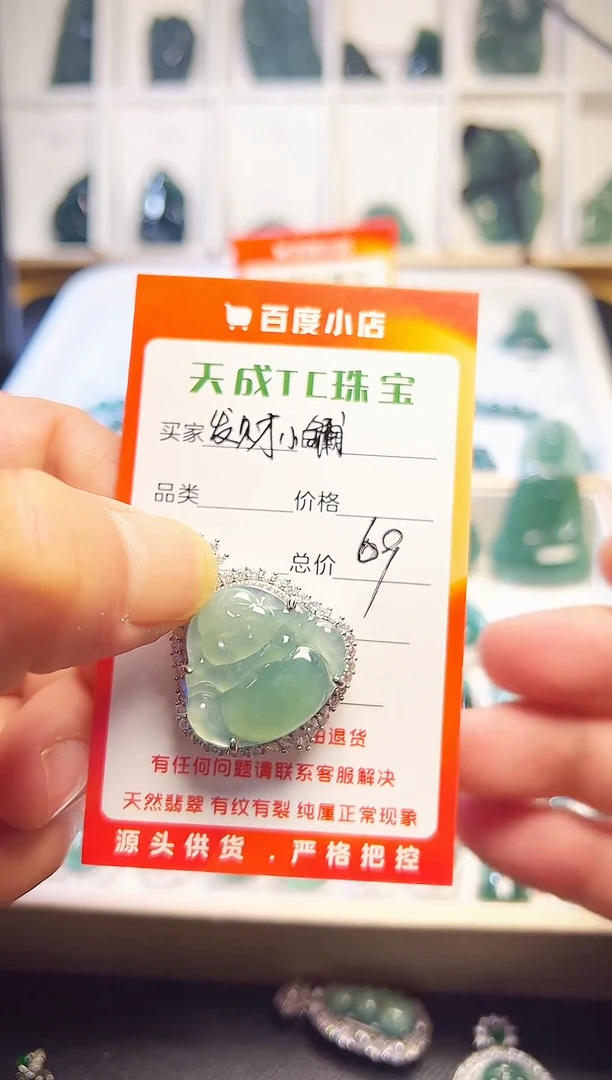 颈饰未镶嵌翡翠天然翡翠A货精品挂件