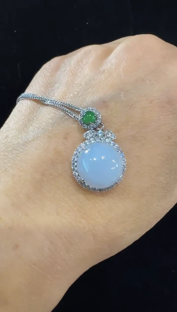 颈饰银S925镶嵌翡翠国风