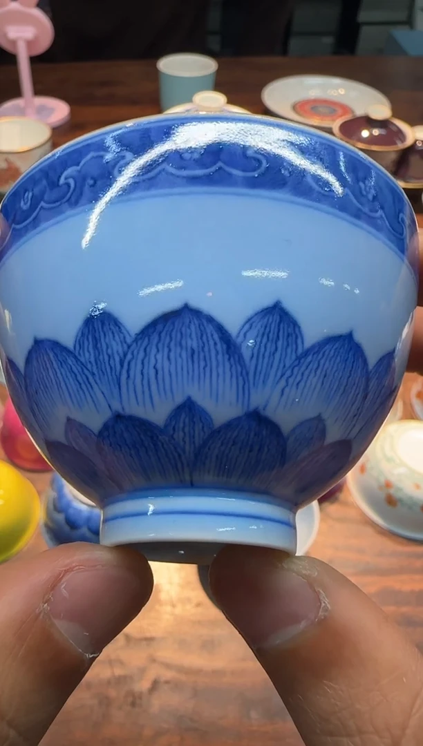 【闪购商品】清本源 蓝上蓝佛莲鸡心杯