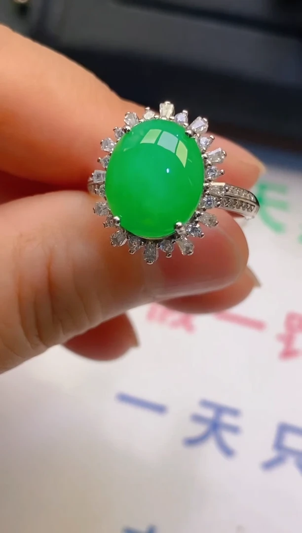 【闪购商品】翡翠耳饰银S925镶嵌天然A货翡翠1