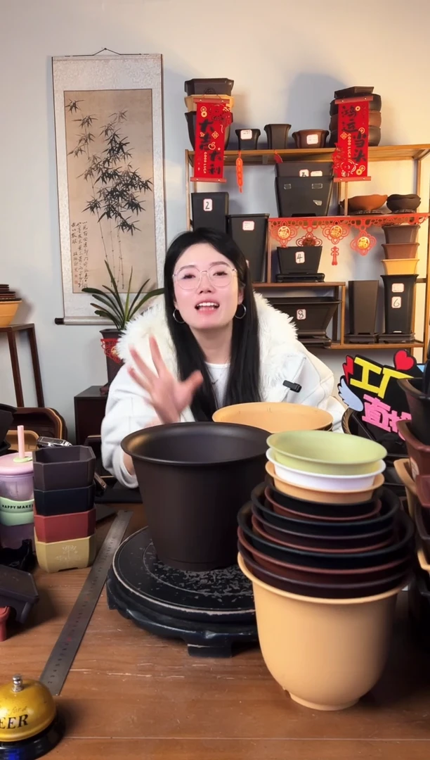 【闪购商品】树脂3只装紫檀色    22*16高斜圆盆