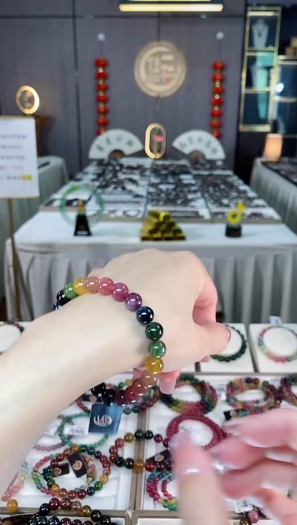 未镶嵌老矿碧玺色标彩虹单圈手串8mm+碧玺多样性发一条hon