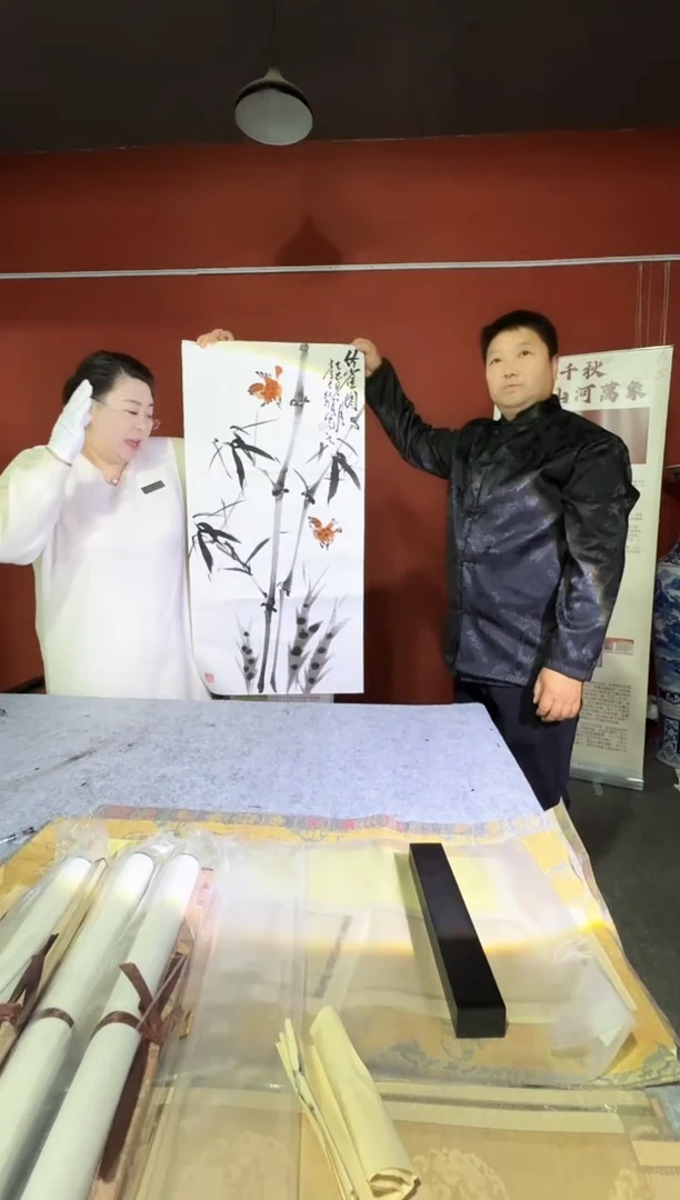 绘画李长翰老师《3平尺竹雀图》带收藏证书