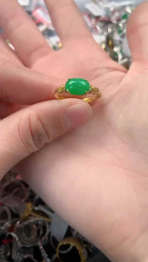 银S925镶嵌戒指翡翠777   6