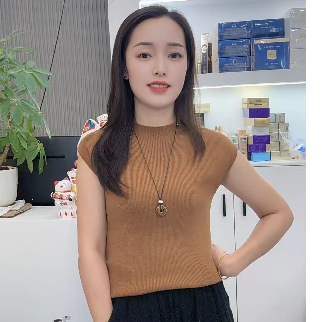 苗苗家早秋款羊毛针织圆领毛衣纯色飞飞袖针织衫9099