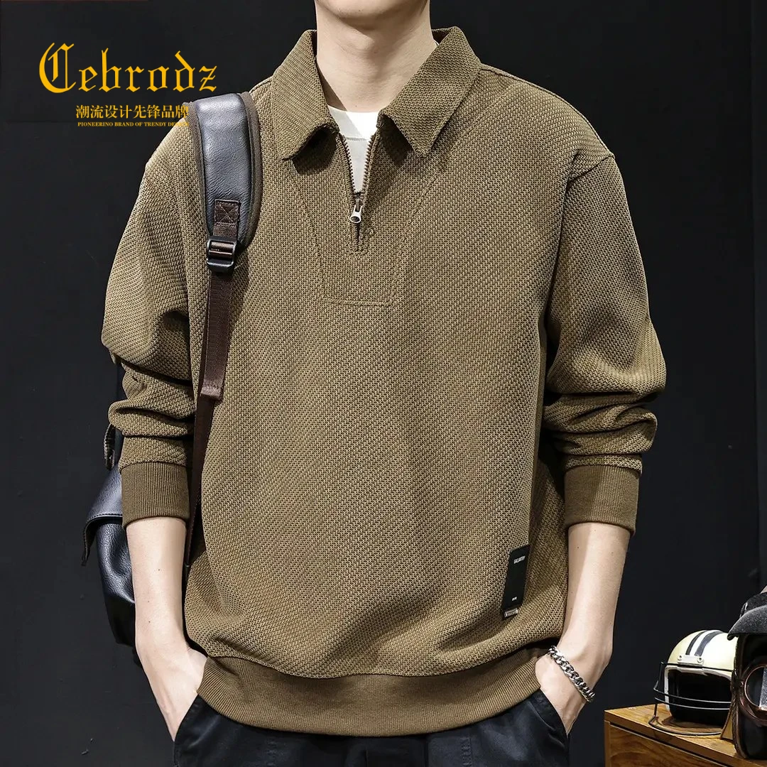 法国Cebrodz高端半拉链雪尼尔立领卫衣男秋季新款条绒长袖宽松
