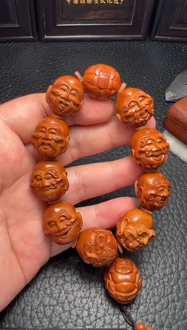 手串/手链橄榄核回血汝凤伦本工铁核双面殷派十八罗汉手串