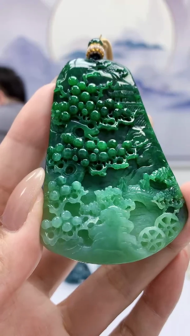 定制翡翠未镶嵌5060MM-毛货挂件