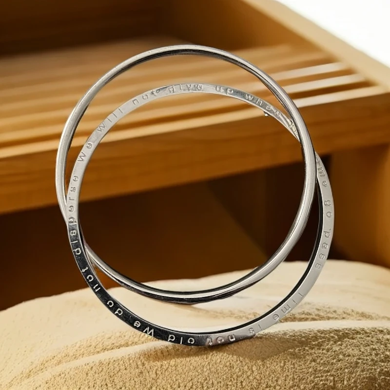 足银手镯足银手镯子辰珠宝两世欢情侣纯银手镯光面实心精美