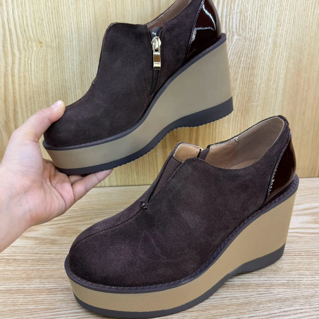 坎力比努尔皮鞋休闲单鞋坡跟5686