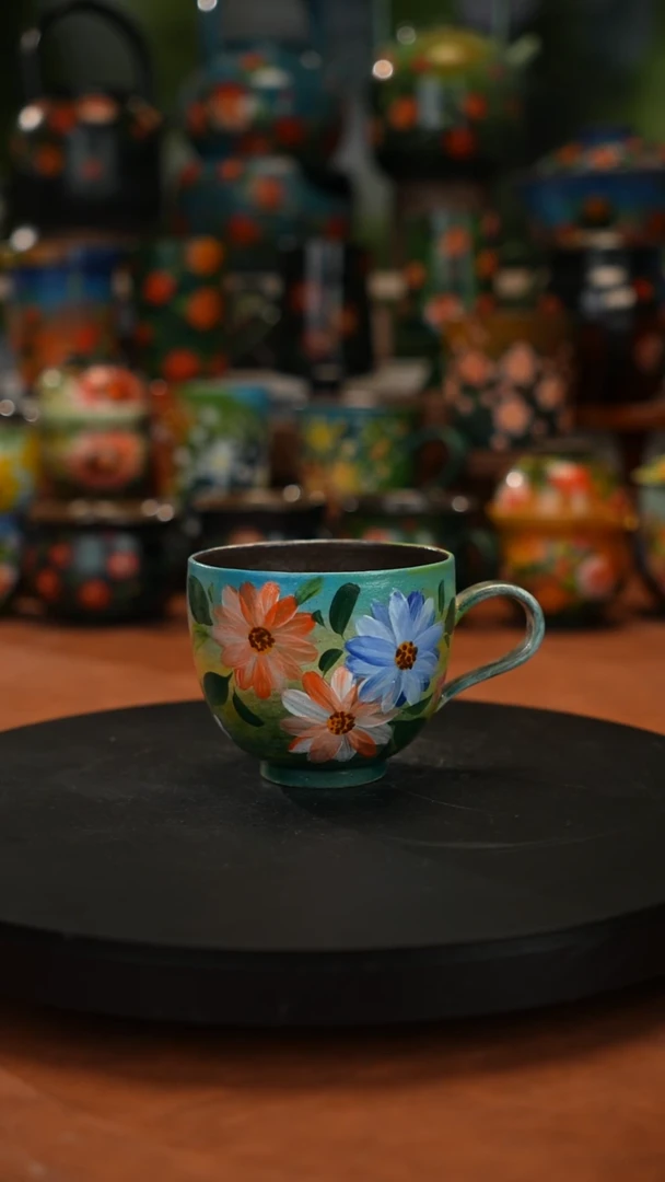 紫砂油画手绘釉下彩