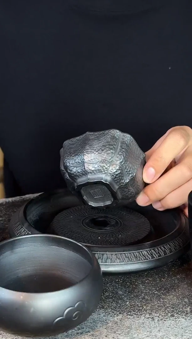 神农黑陶半手方杯子