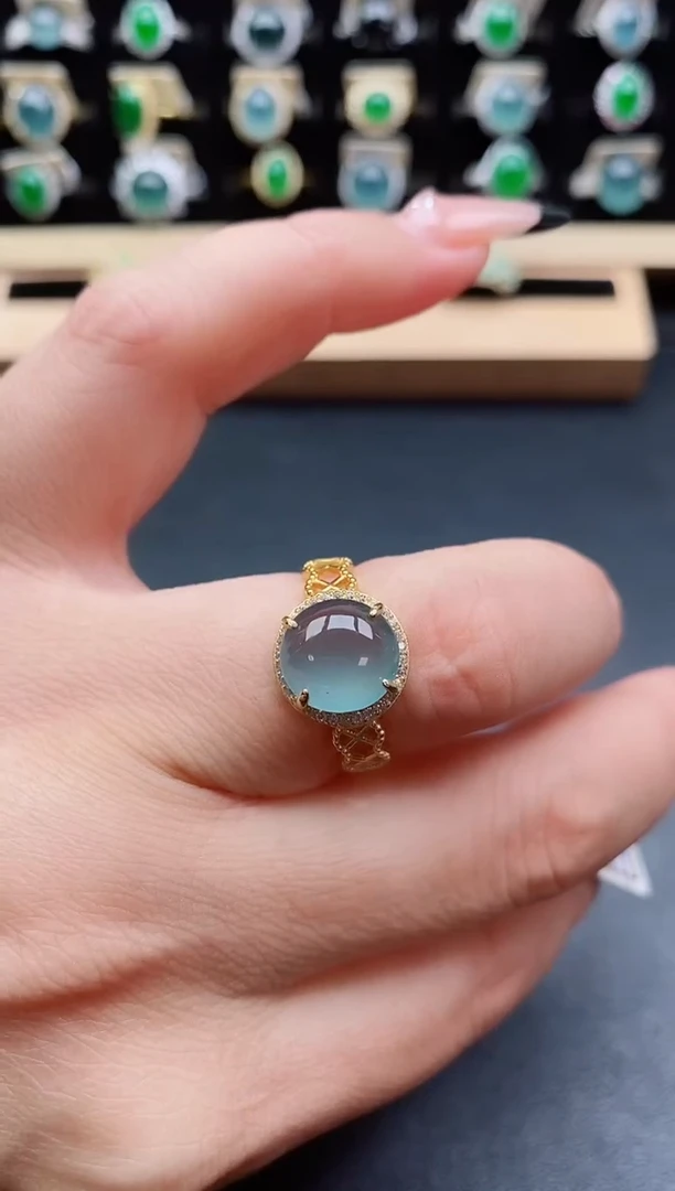 银S925镶嵌戒指翡翠1