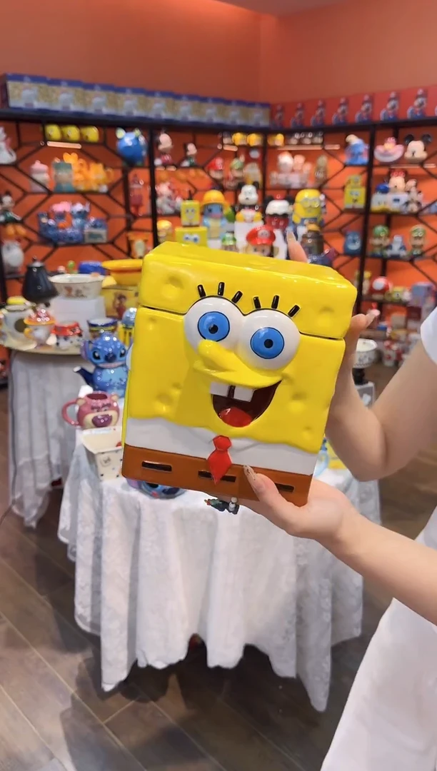 瓷片@@海绵宝宝陶瓷饼干罐