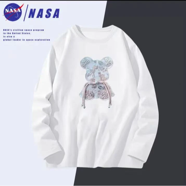 X75NASA圆领简约风印花联名情侣卫衣ins情侣潮流上衣长袖