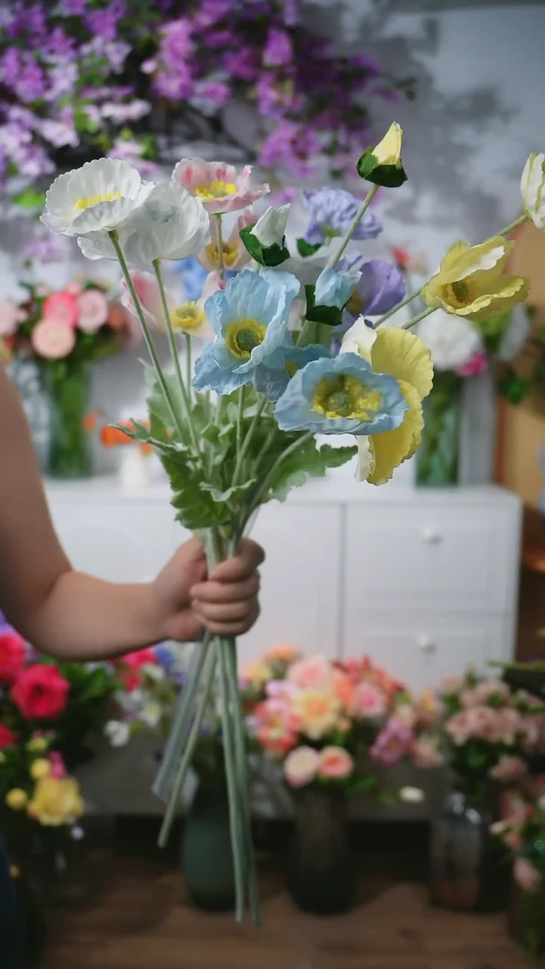 5枝混色手感保湿虞美人