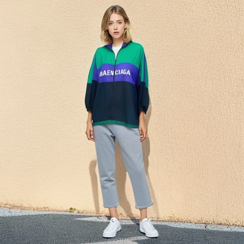 95新 Balenciaga/巴黎世家 /外套/英文印花冲锋衣/46码/0001751