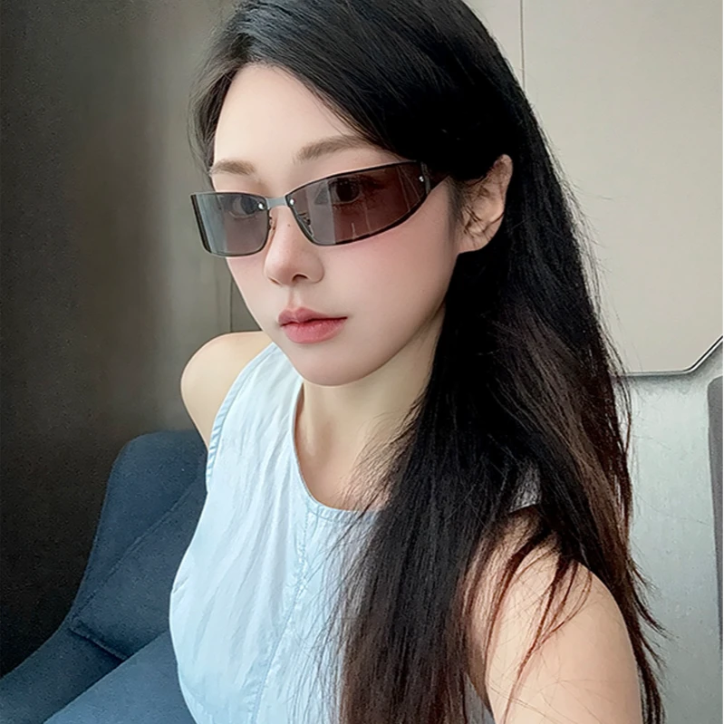 2025新款一片式复古墨镜y2k赛博朋克美式茶色防晒千禧风太阳眼镜