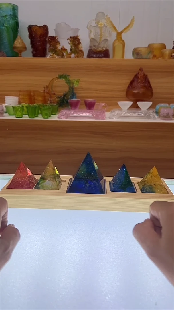 琉璃手工艺品古法琉璃金字塔五彩