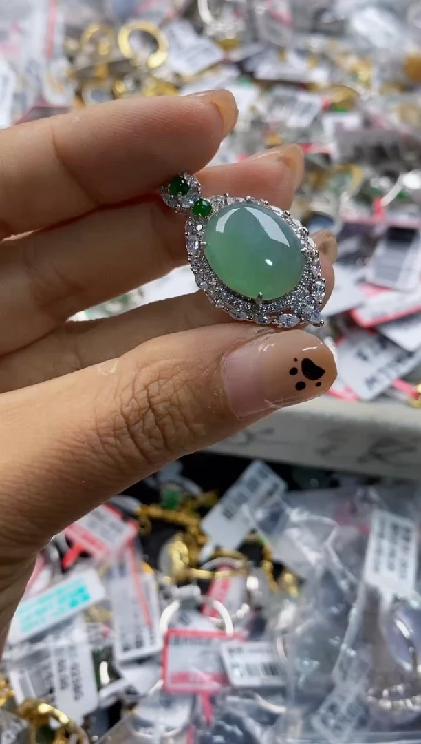 银S925镶嵌戒指翡翠6666   10