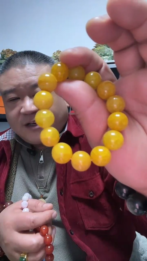 未镶嵌手串玛瑙/玉髓龙鳞纹黄玛瑙手串