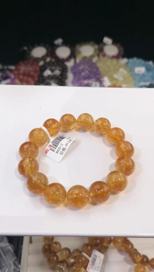 【闪购商品】水晶手链未镶嵌多样性发一黄阿赛14mm