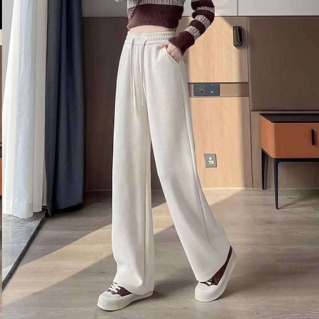 【新升级】早春新款高腰窄版直筒裤加绒款显高显瘦百搭款