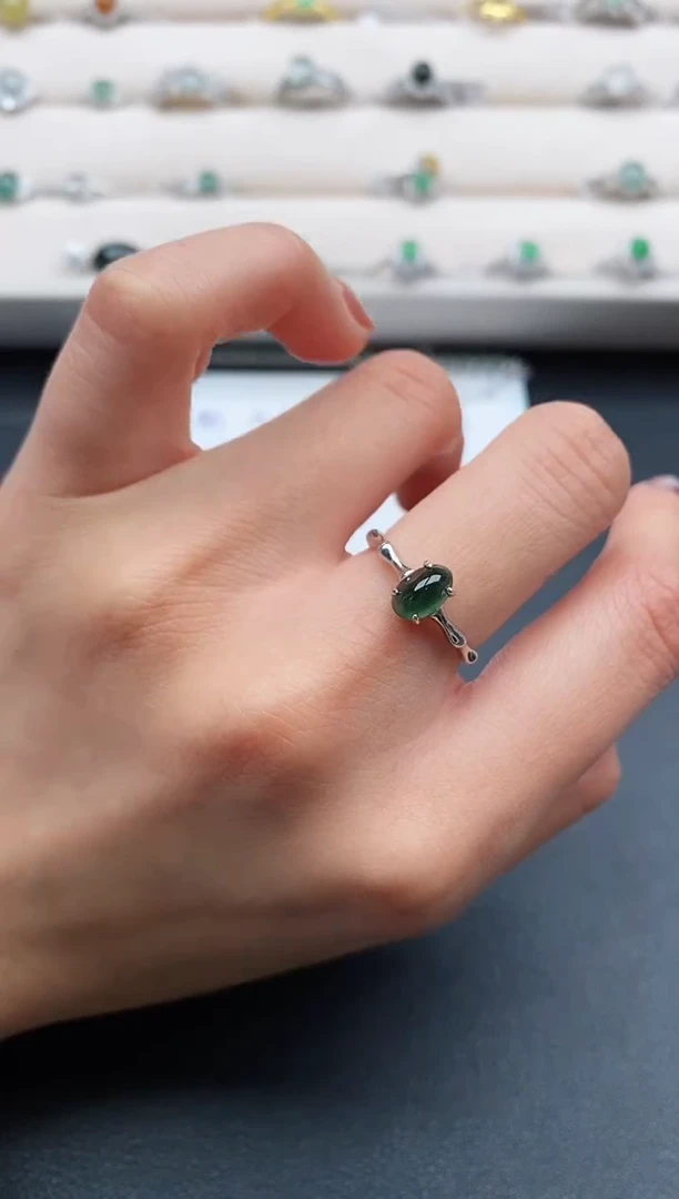 银S925镶嵌戒指翡翠2222222+3