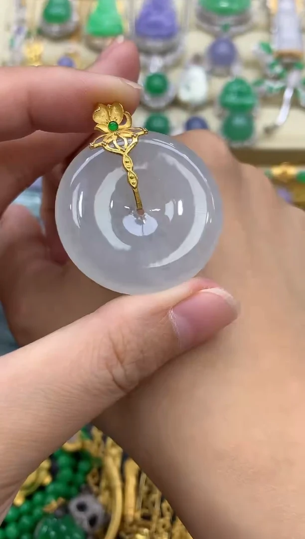 翡翠18K金镶嵌颈饰301-中国好珍宝