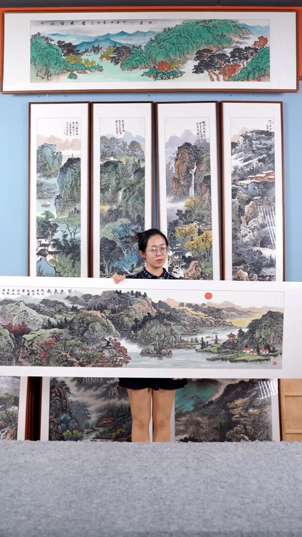 【闪购商品】国画张现军《紫气东来》手绘带框220*60