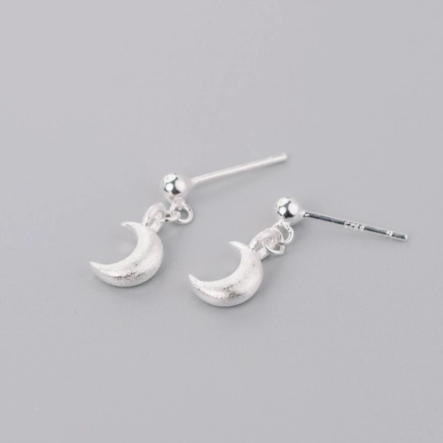 925银手链 月亮拉丝耳环·纯银·熹棠·气质时尚百搭