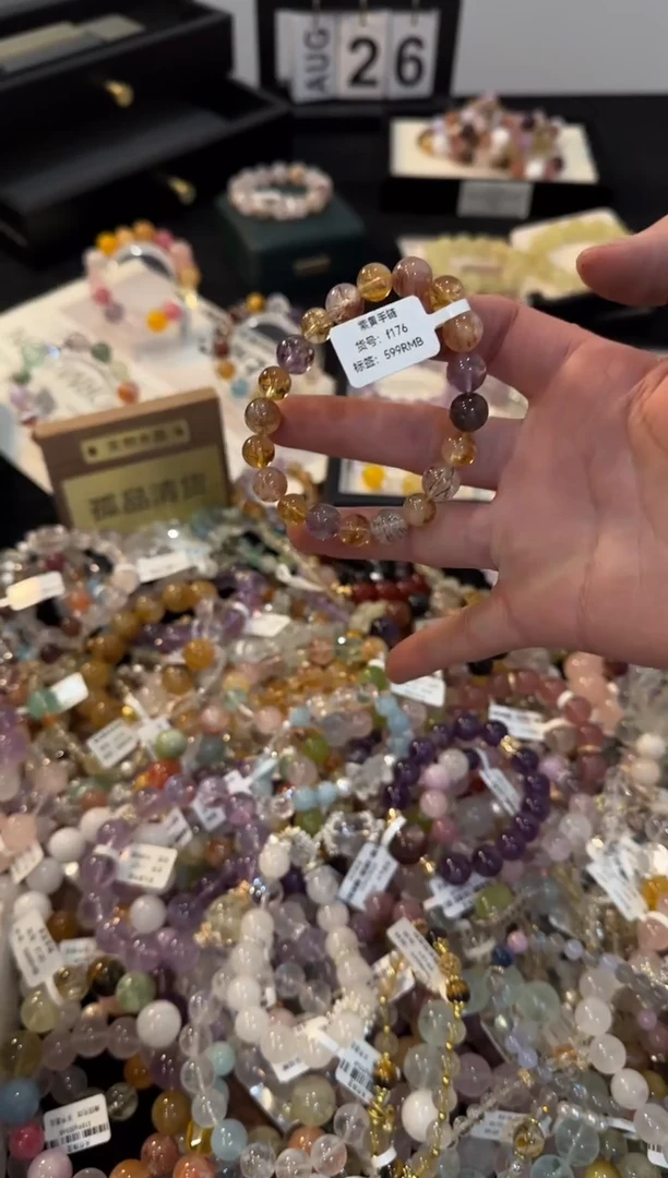 合金手链水晶紫黄f176