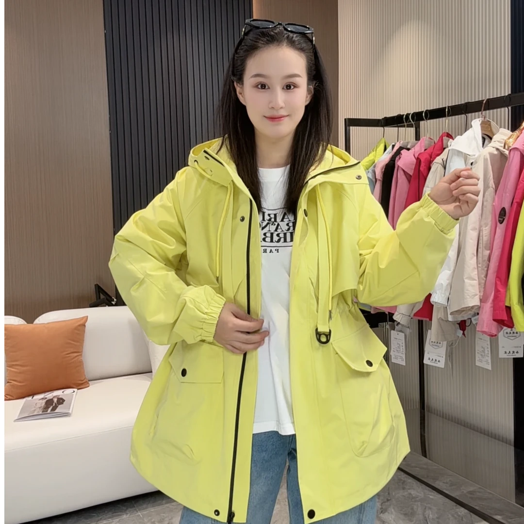 【梓涵大码9907】【春秋厚款】休闲时尚百搭潮流连帽中长款外套