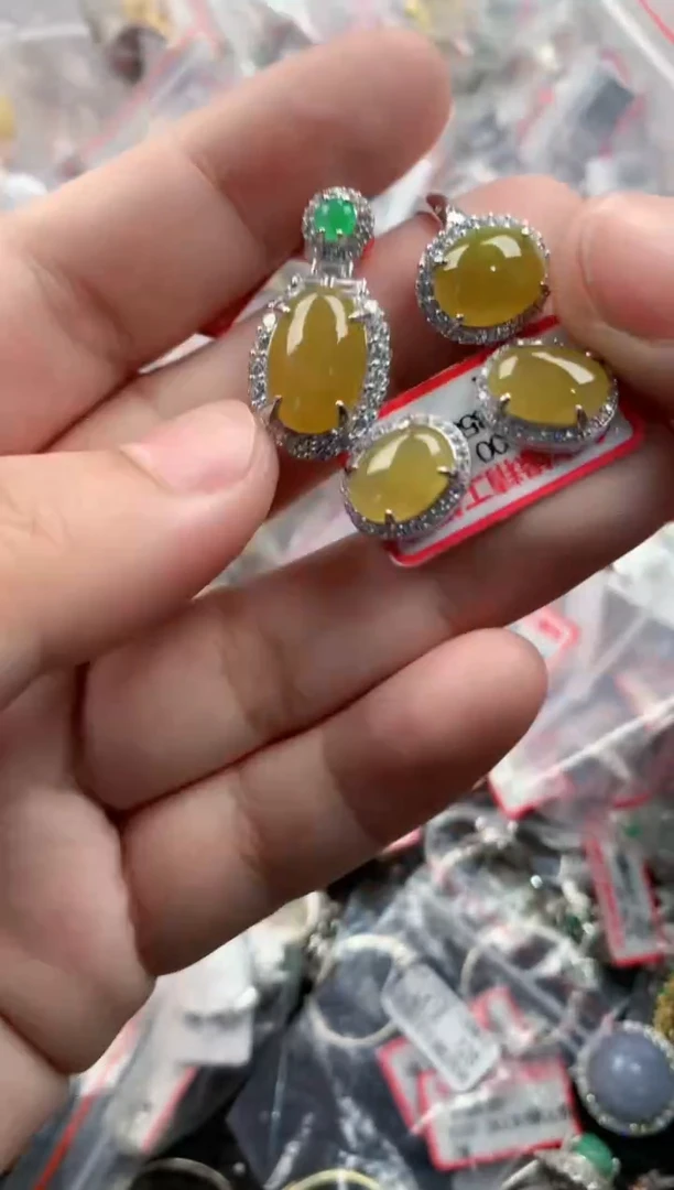 银S925镶嵌戒指翡翠999    7