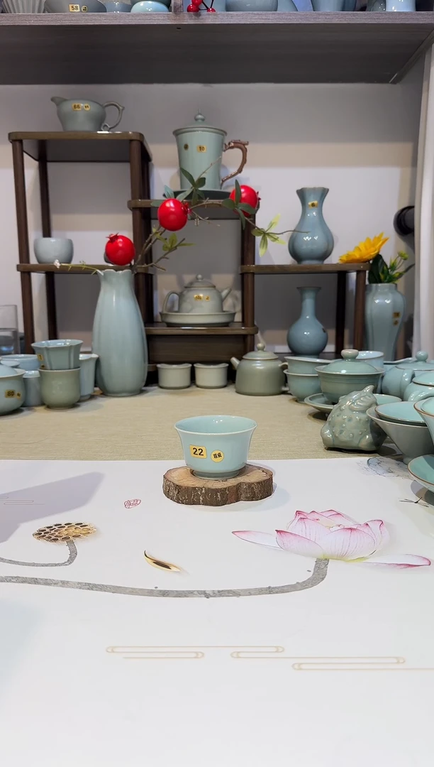 杯子22马蹄杯 仿古月白釉瑕疵  主人杯品茗杯闻香杯*