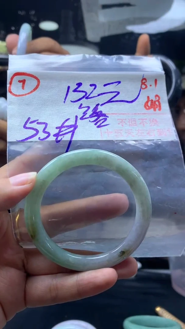 定制翡翠未镶嵌络*手镯56圈毛货需精细抛光#7