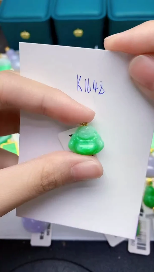 颈饰18K金镶嵌翡翠天然翡翠缅甸A货