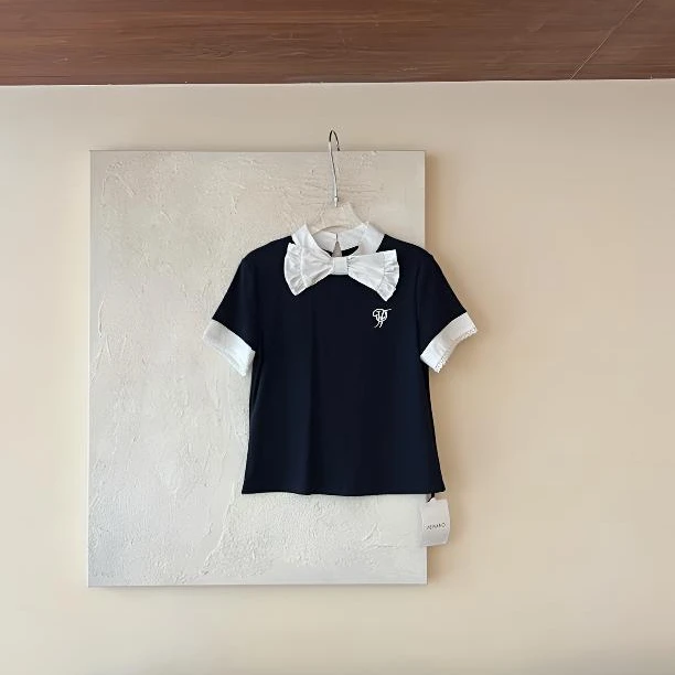 赵小小【爱尔兰回信】夏季纯欲慵懒风美式学院polo衫气质上衣28115