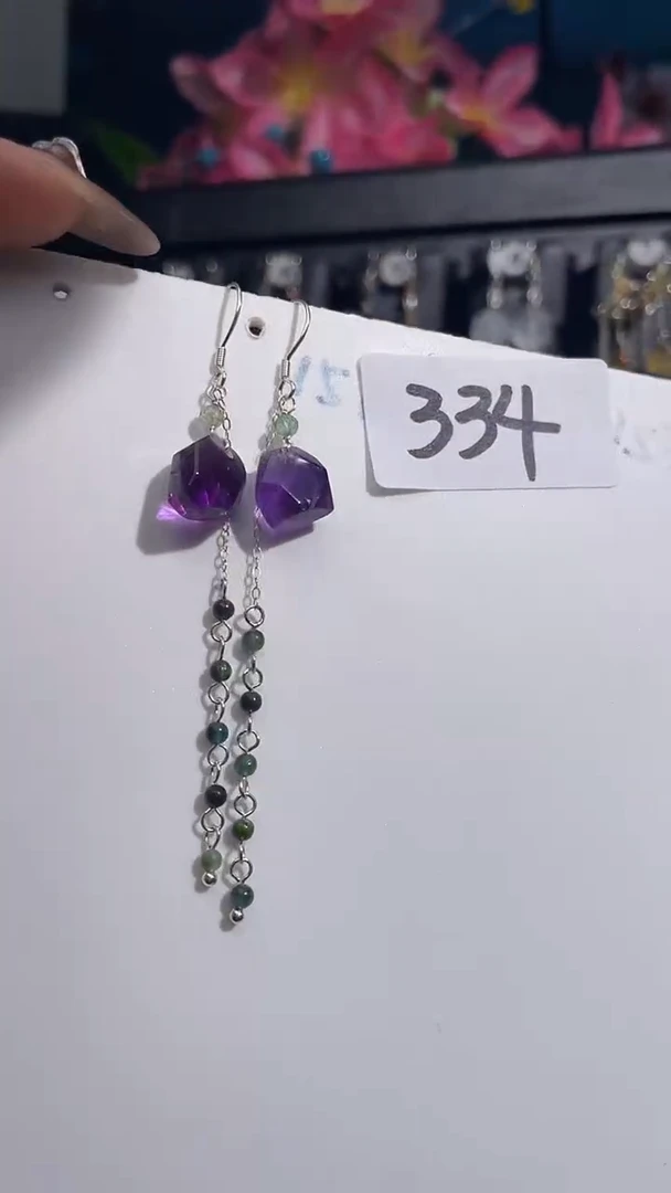 银S925镶嵌耳饰紫晶喜欢拍