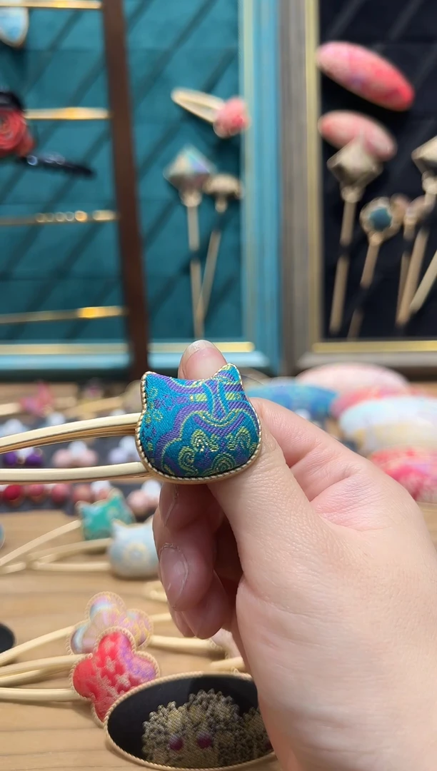 【闪购商品】【一物一拍专车】铜霏金蓝猫发夹猫咪发夹