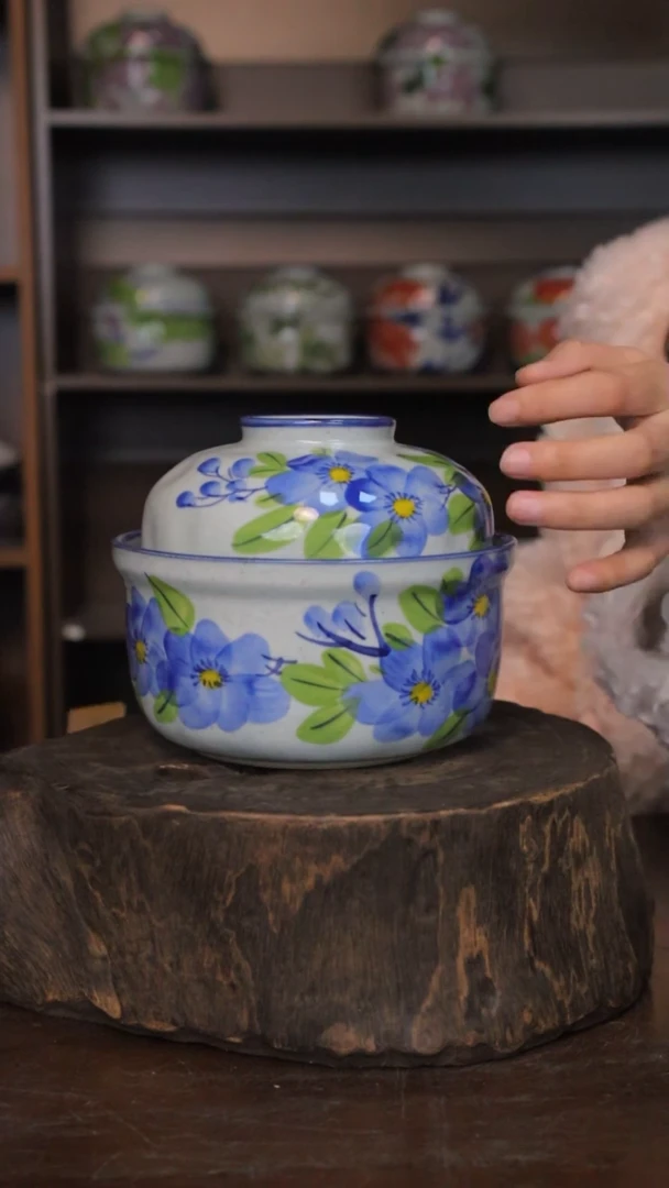 【闪购商品】椿野6.5寸锤纹炖盅（勿忘我）C167