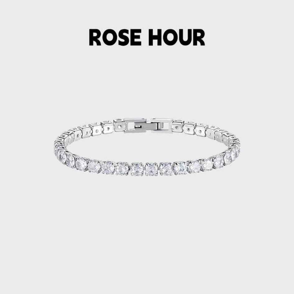 铜合金锆石手链 ROSEHOUR小众满钻手链