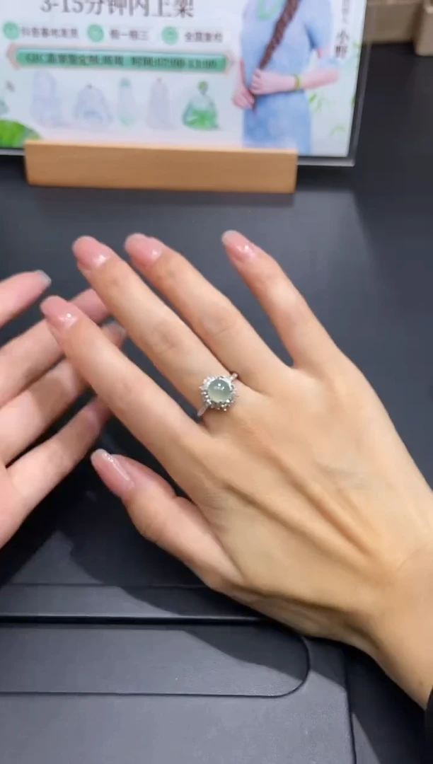 银S925镶嵌定制翡翠天然翡翠A货15