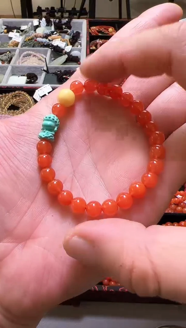 【闪购商品】南红玛瑙手串未镶嵌冰红南红单圈手串