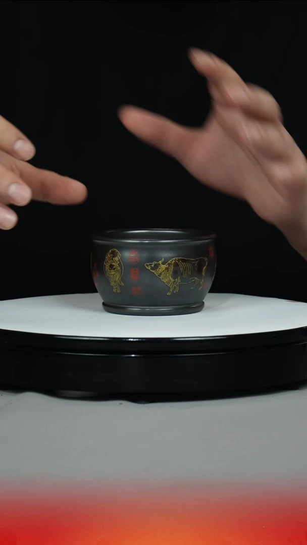 茶壶紫砂石黄 五牛杯