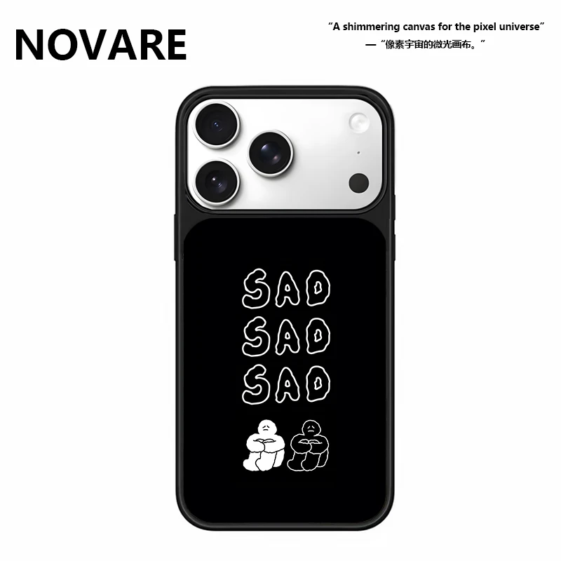 伤心男人磨砂磁吸黑边适用于苹果17promax防摔16手机壳